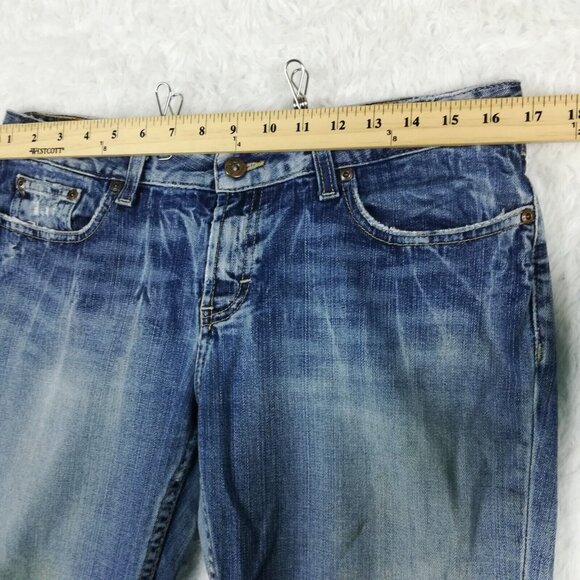 BKE Womens Jeans Star Stretch Flare Blue Denim Stone Wash Low Rise 32‎ - Picture 3 of 15